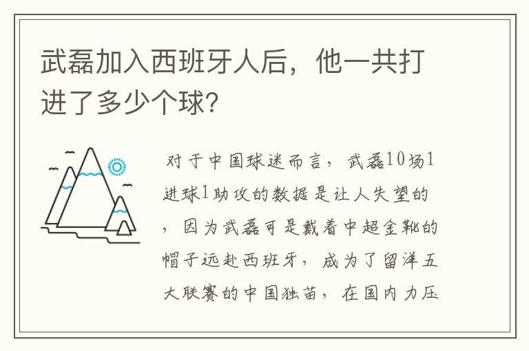 武磊加入西班牙人后,他一共打进了多少个球?