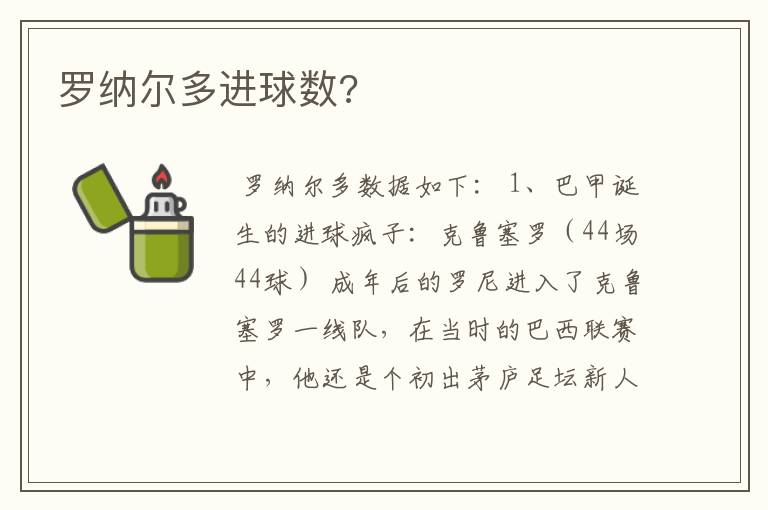 罗纳尔多进球数?