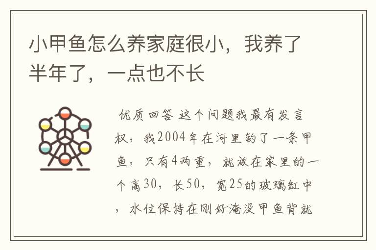 小甲鱼怎么养家庭很小,我养了半年了,一点也不长