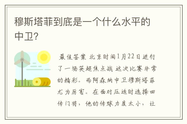 穆斯塔菲到底是一个什么水平的中卫?
