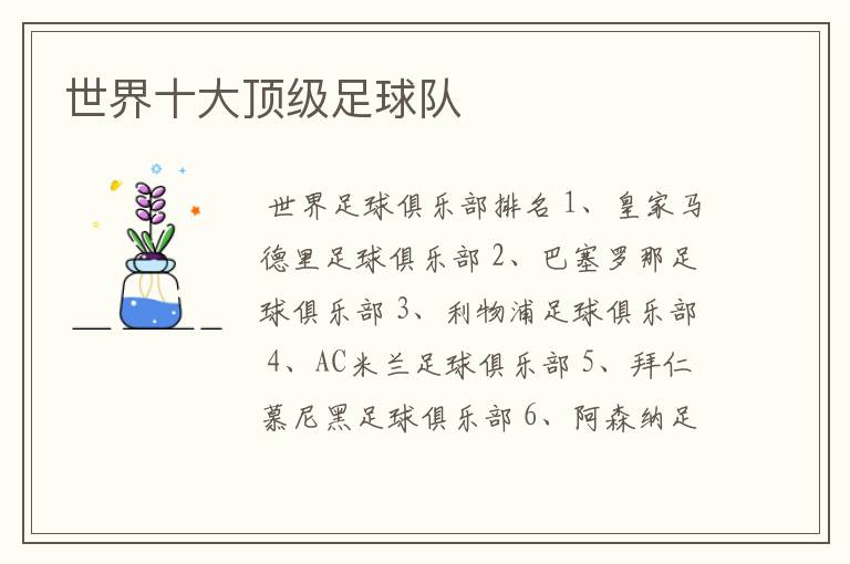 世界十大顶级足球队