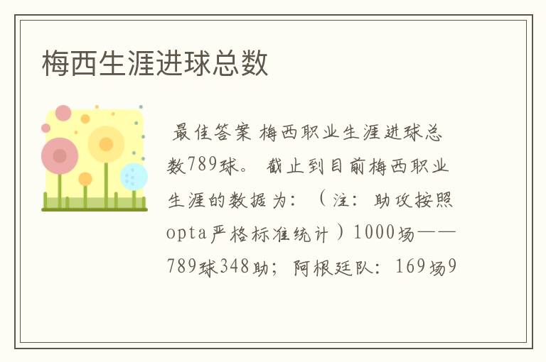 梅西生涯进球总数