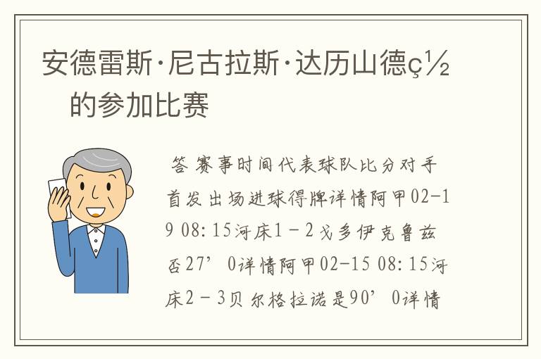 安德雷斯·尼古拉斯·达历山德罗的参加比赛