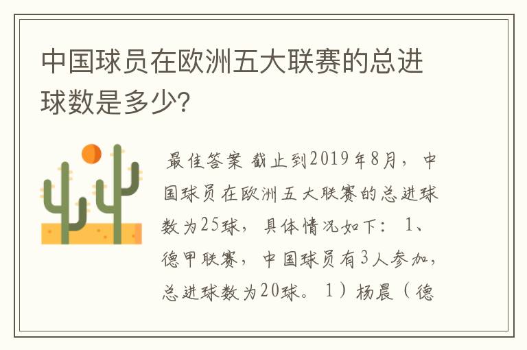 中国球员在欧洲五大联赛的总进球数是多少?