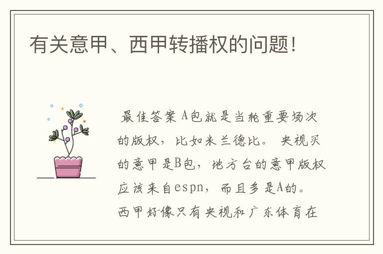 有关意甲、西甲转播权的问题!