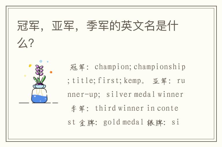 冠军,亚军,季军的英文名是什么?