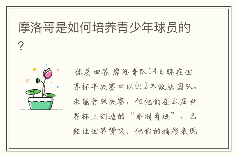 摩洛哥是如何培养青少年球员的?