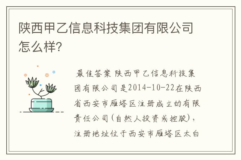 陕西甲乙信息科技集团有限公司怎么样?