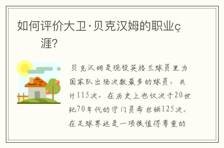 如何评价大卫·贝克汉姆的职业生涯?