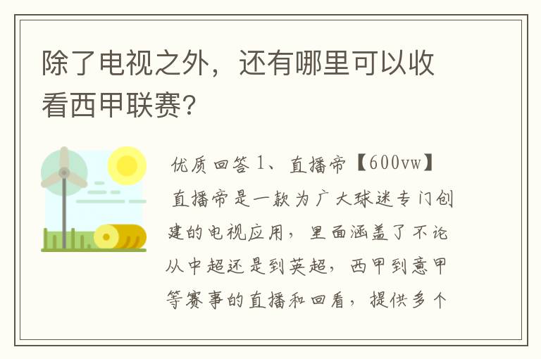 除了电视之外,还有哪里可以收看西甲联赛?