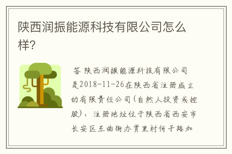 陕西润振能源科技有限公司怎么样?