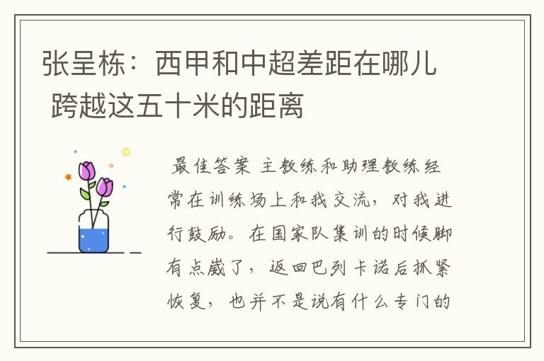 张呈栋:西甲和中超差距在哪儿 跨越这五十米的距离