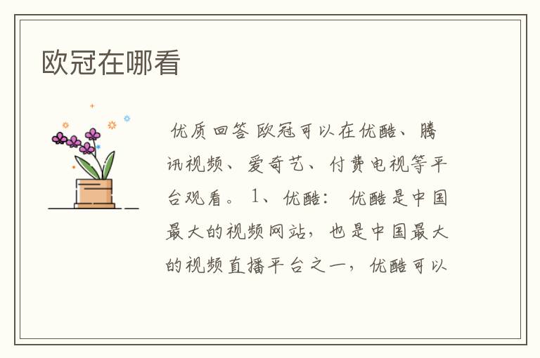 欧冠在哪看