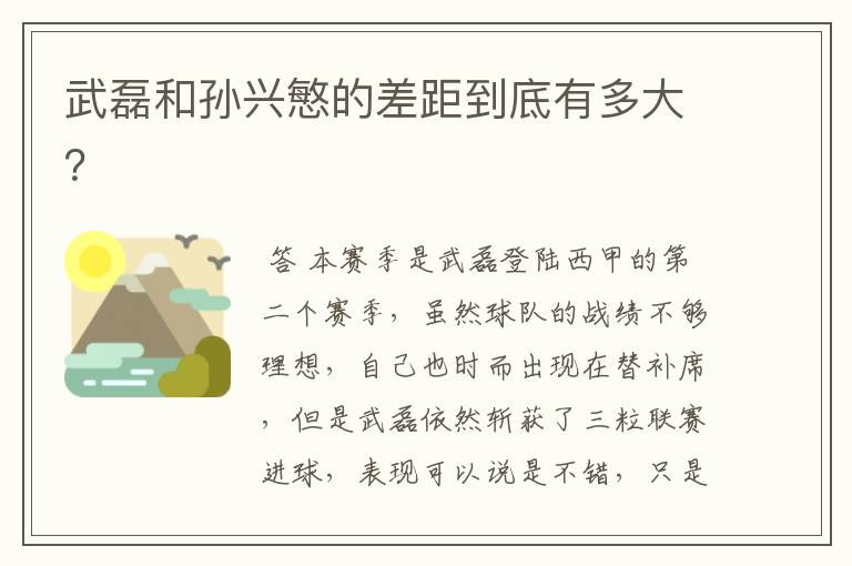 武磊和孙兴慜的差距到底有多大?