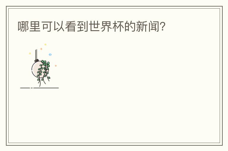 哪里可以看到世界杯的新闻?