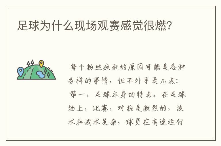 足球为什么现场观赛感觉很燃?
