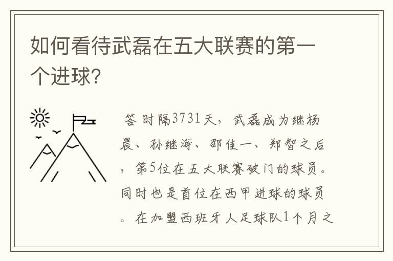 如何看待武磊在五大联赛的第一个进球?