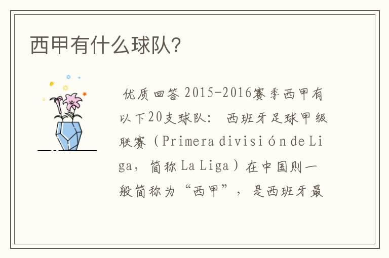 西甲有什么球队?