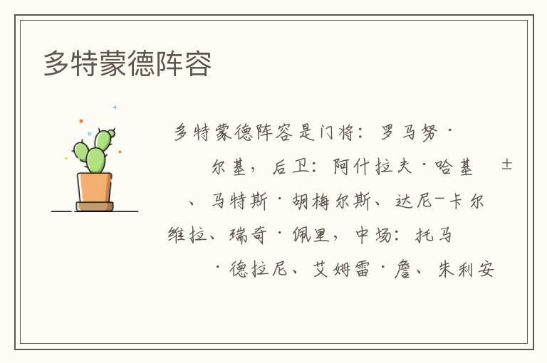 多特蒙德阵容