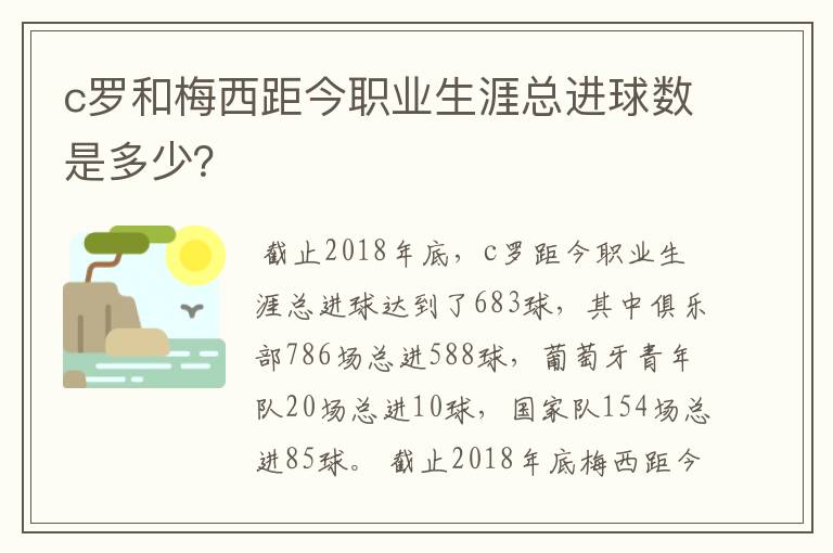 c罗和梅西距今职业生涯总进球数是多少?