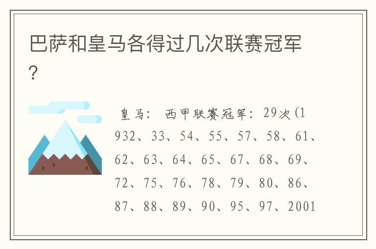 巴萨和皇马各得过几次联赛冠军?