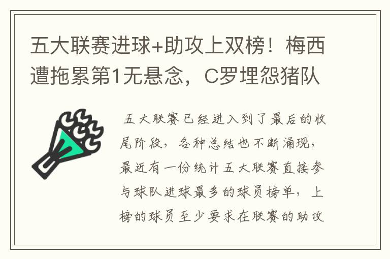 五大联赛进球+助攻上双榜!梅西遭拖累第1无悬念,C罗埋怨猪队友