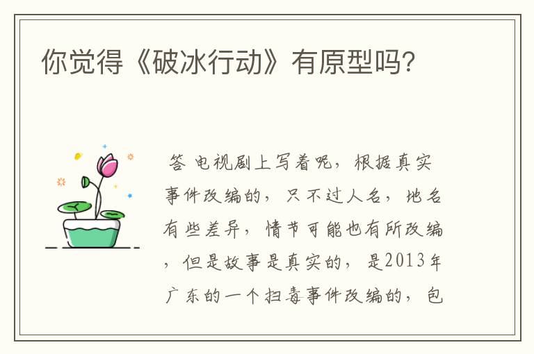 你觉得《破冰行动》有原型吗?