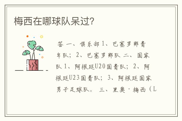 梅西在哪球队呆过？