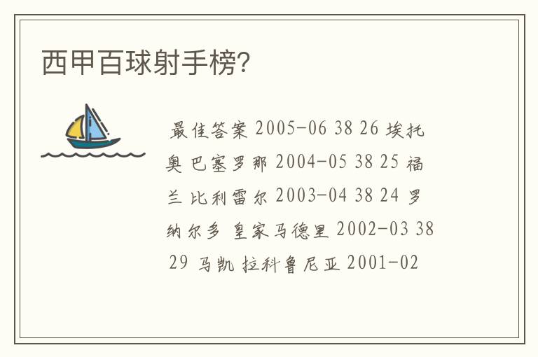 西甲百球射手榜?