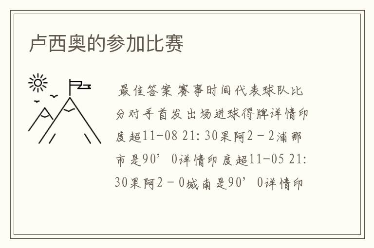 卢西奥的参加比赛