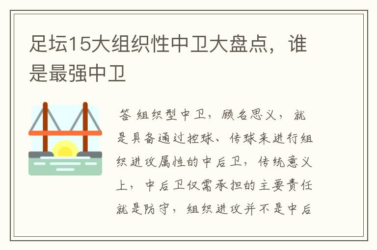 足坛15大组织性中卫大盘点,谁是最强中卫