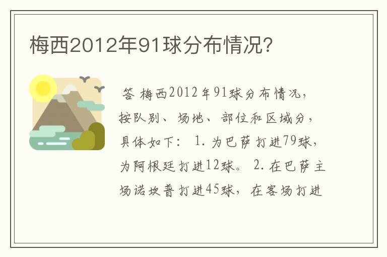 梅西2012年91球分布情况?