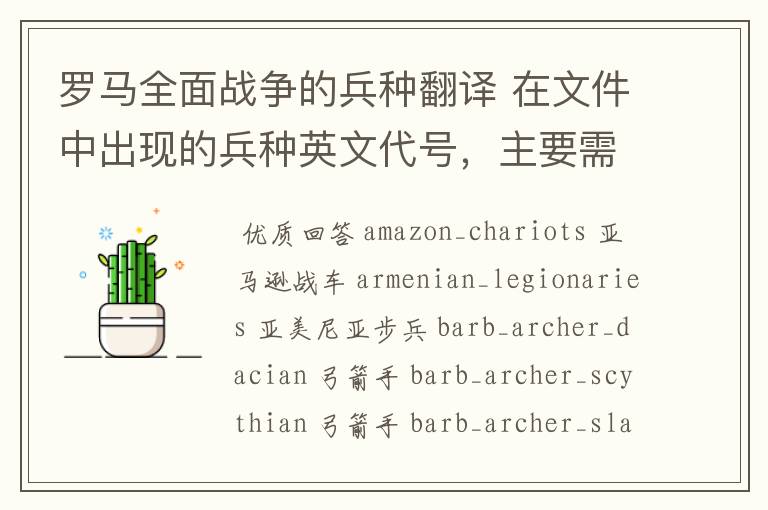 罗马全面战争的兵种翻译 在文件中出现的兵种英文代号,主要需要罗马兵种和希腊兵种