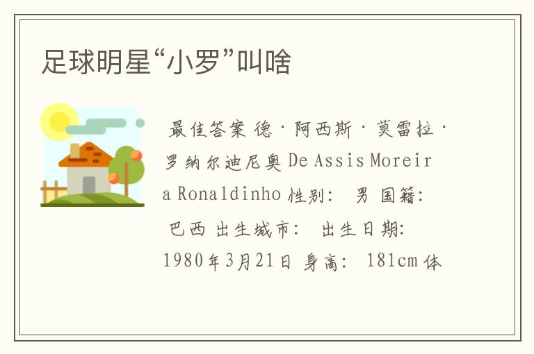 足球明星“小罗”叫啥