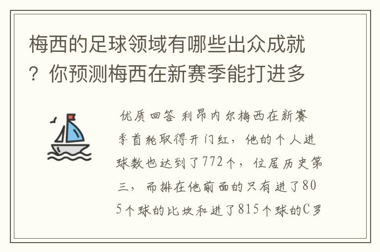梅西的足球领域有哪些出众成就?你预测梅西在新赛季能打进多少进球呢?