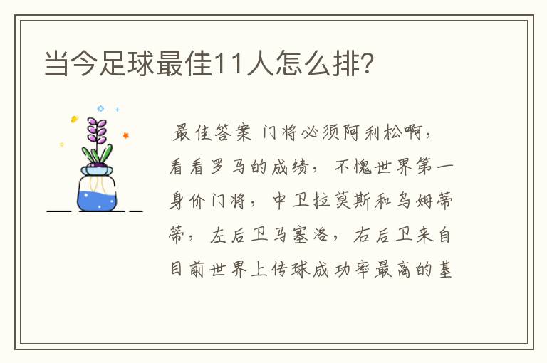 当今足球最佳11人怎么排?