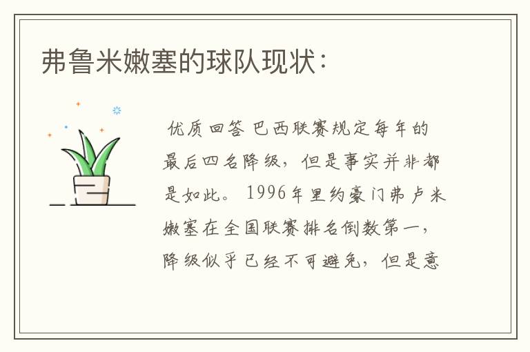 弗鲁米嫩塞的球队现状: