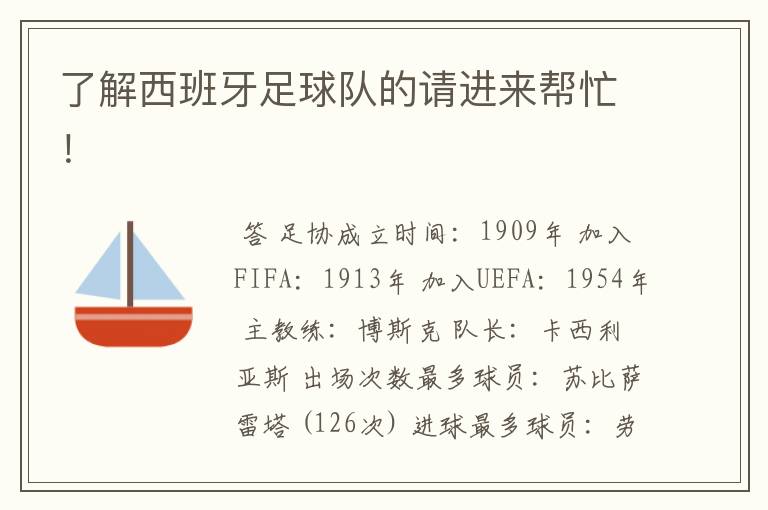 了解西班牙足球队的请进来帮忙!