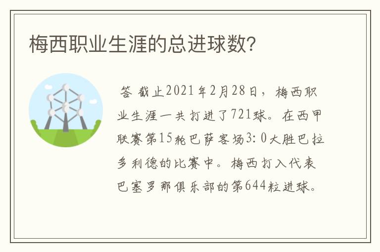 梅西职业生涯的总进球数?