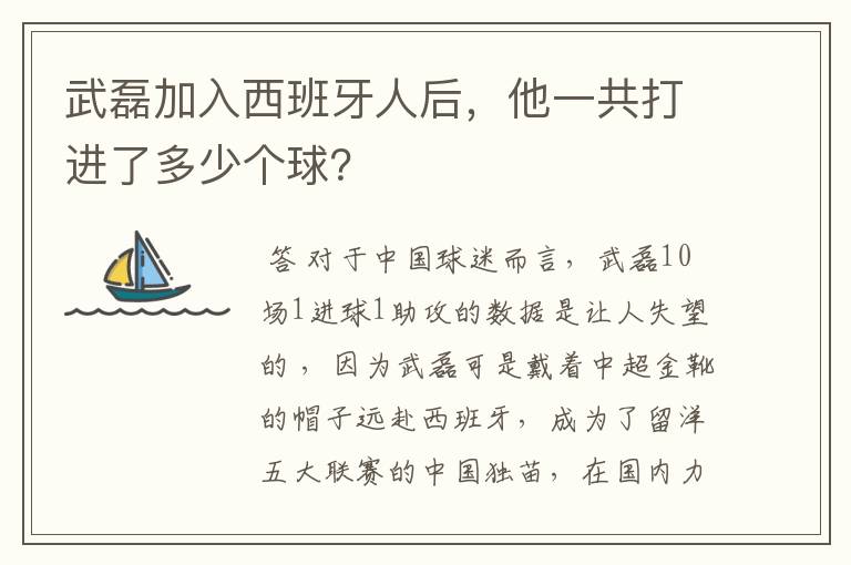 武磊加入西班牙人后,他一共打进了多少个球?
