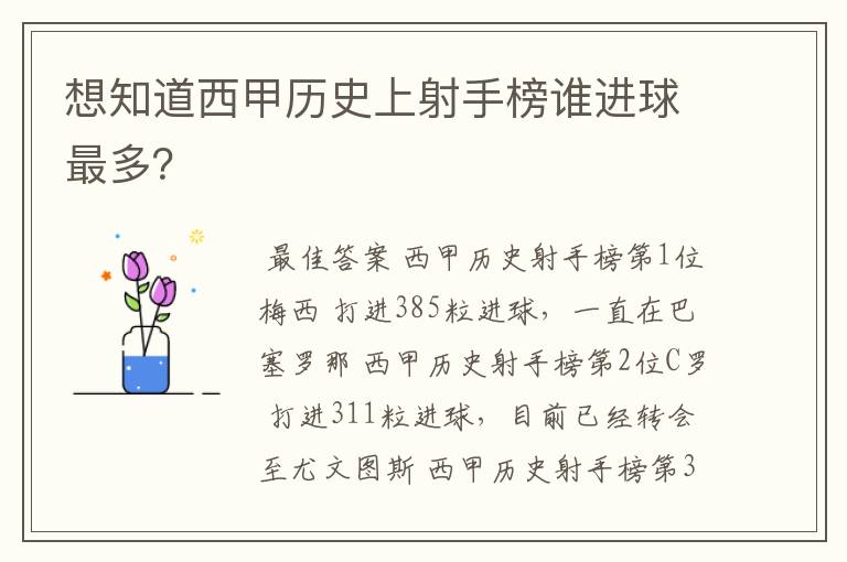 想知道西甲历史上射手榜谁进球最多?