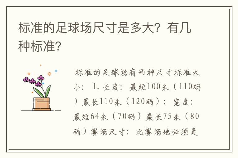 标准的足球场尺寸是多大?有几种标准?