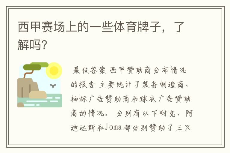 西甲赛场上的一些体育牌子,了解吗?