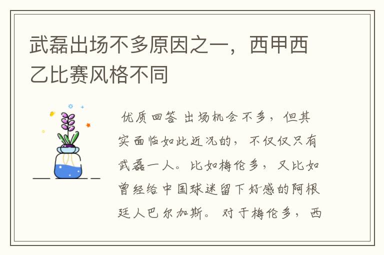武磊出场不多原因之一,西甲西乙比赛风格不同
