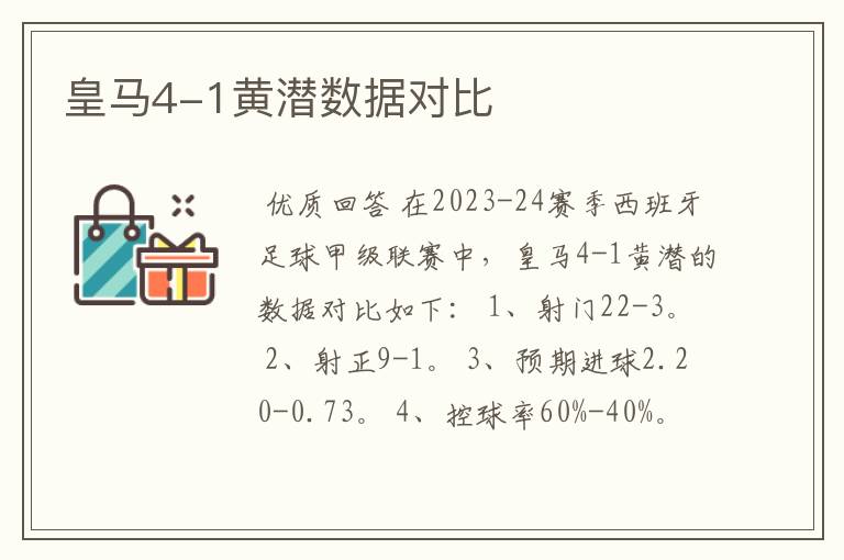 皇马4-1黄潜数据对比