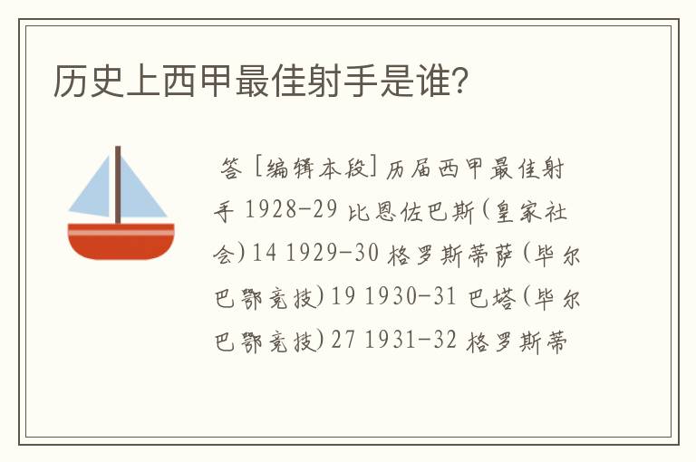 历史上西甲最佳射手是谁?