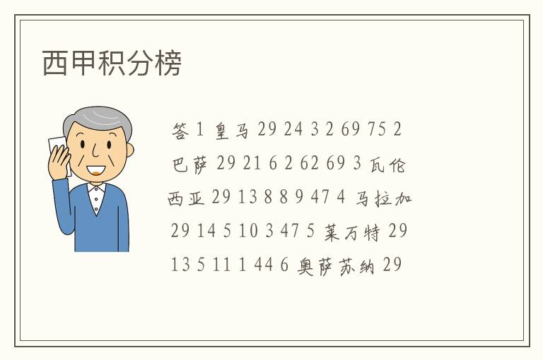 西甲积分榜
