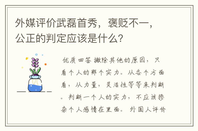 外媒评价武磊首秀,褒贬不一,公正的判定应该是什么?