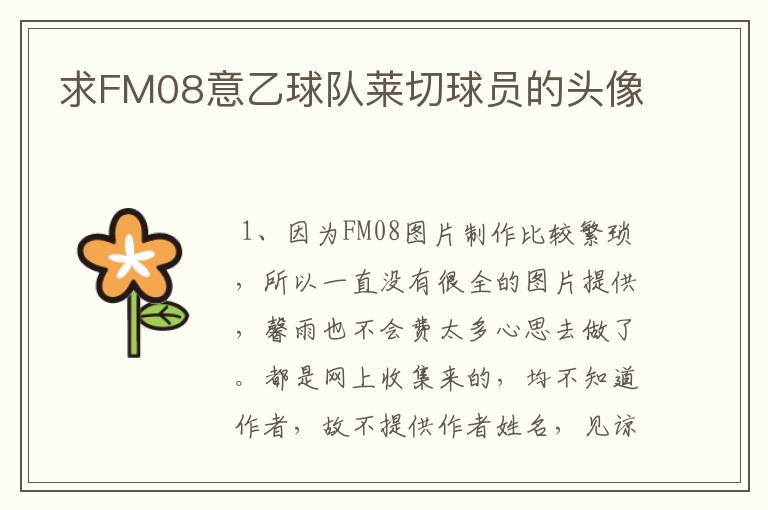 求FM08意乙球队莱切球员的头像