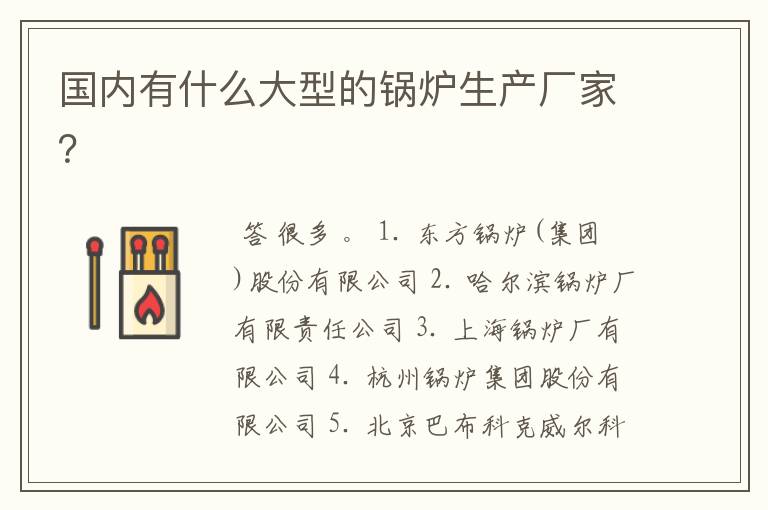 国内有什么大型的锅炉生产厂家?